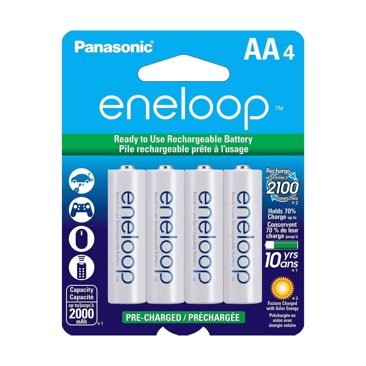 4 Eneloop AA NiMH Rechargeable Batteries