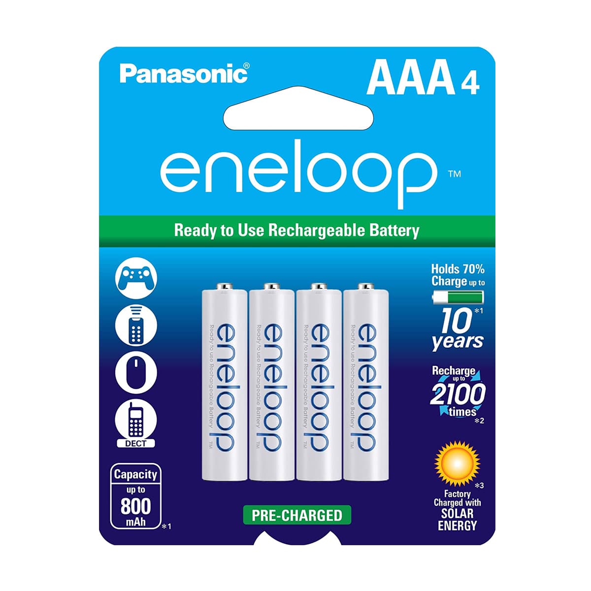 4 Eneloop AAA NiMH Rechargeable Batteries