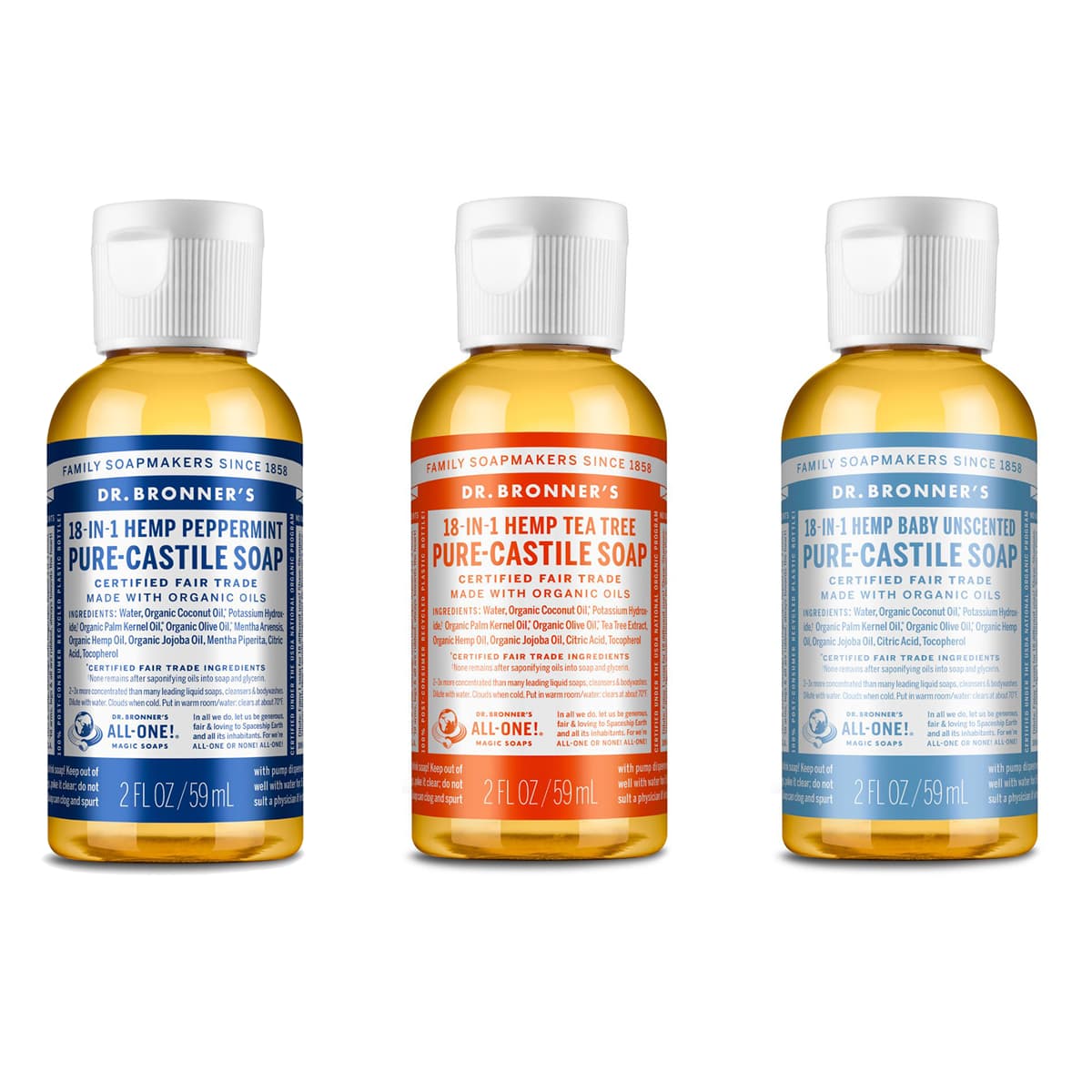 Dr. Bronner Pure Castille Liquid Soap - 59ml