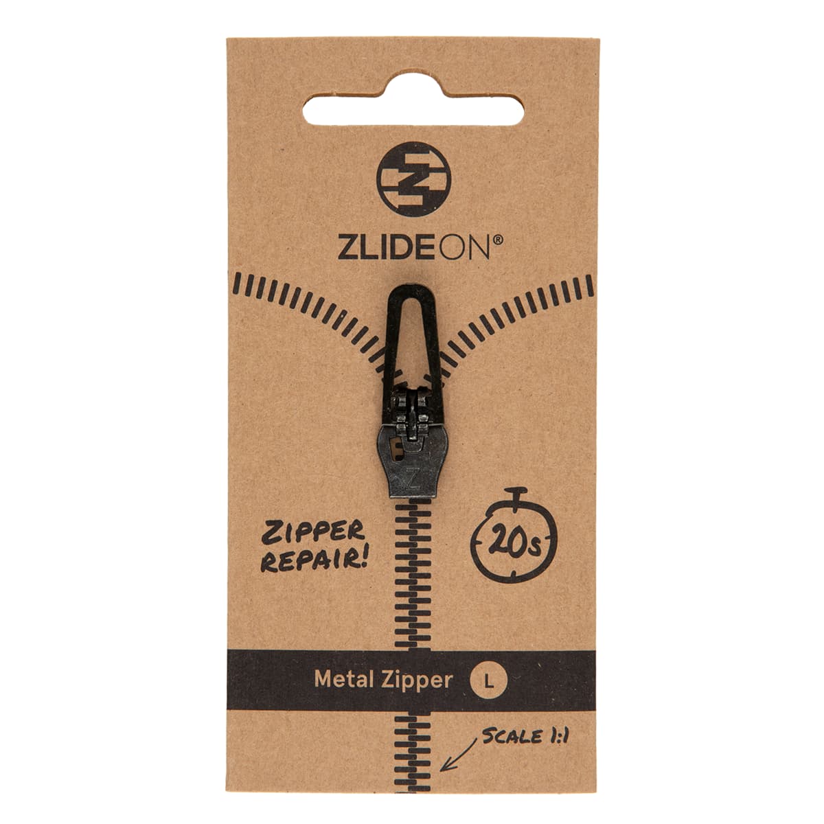 ZlideOn Metal Zipper Replacement Zipper Metal Zipper L (5A) Black