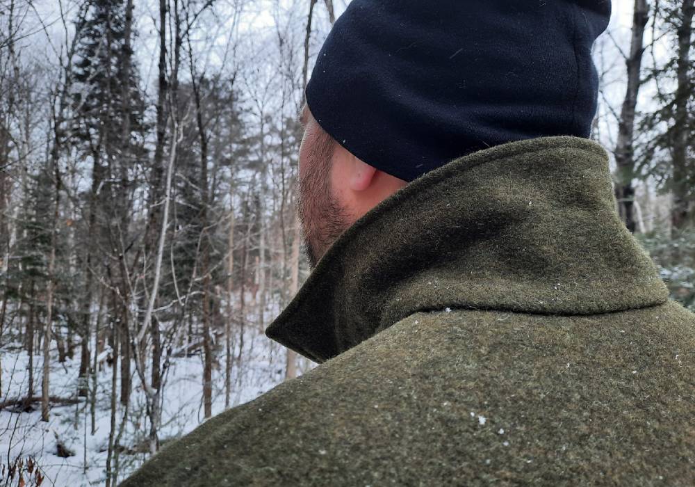 Green Filson Mackinaw Jacket and Woolpower Beanie