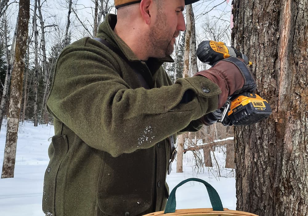 Green Filson Mackinaw Jacket worn while drilling