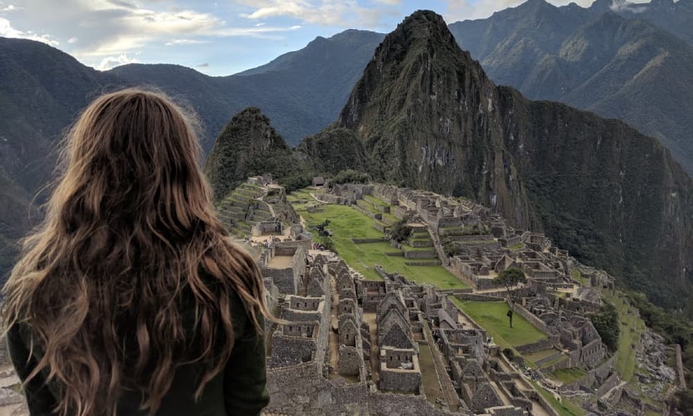 Kaylyn wearing Woolpower at Machu Picchu