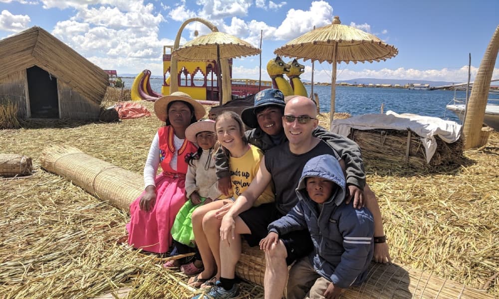 Family in Floating Reed Islands