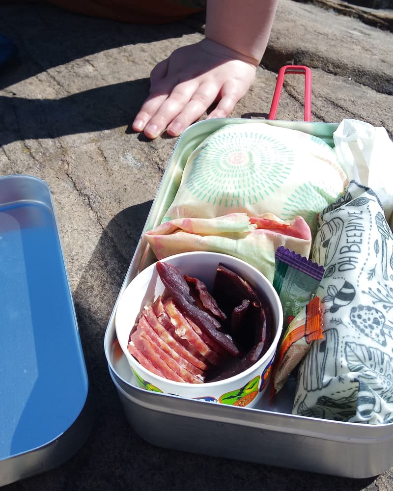 Meal in tins.