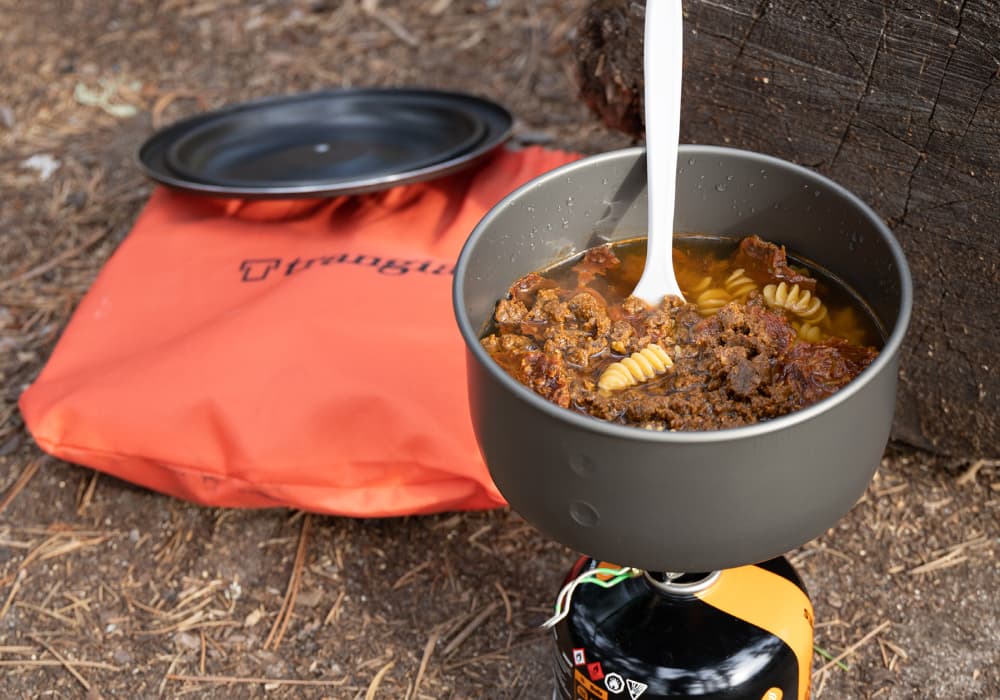 Pasta For Dinner Cooked on the Trangia Cookset